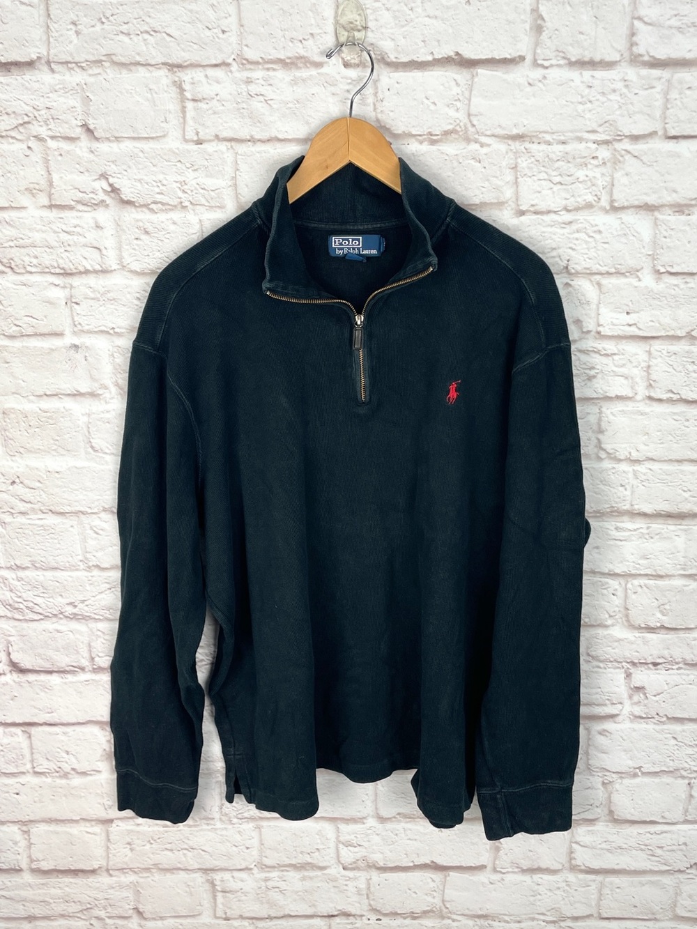Polo Ralph Lauren VTG Black Quarter Zip Size XL